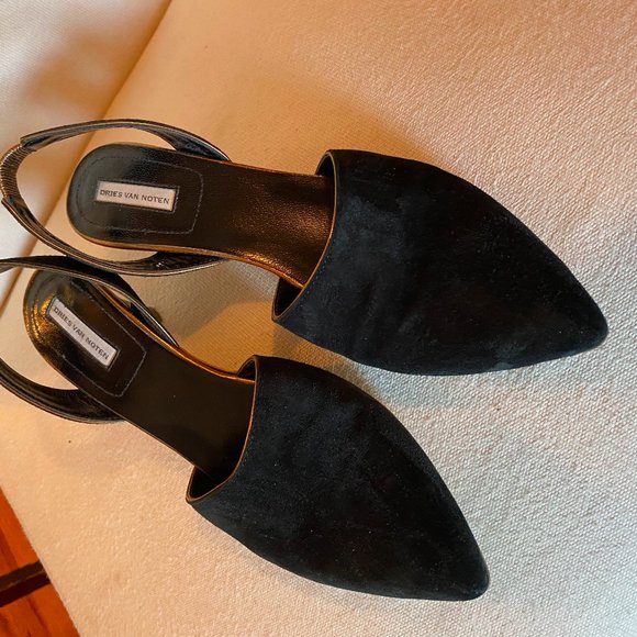 Dries Van Noten Black Suede Slingback Pumps 37 - Picture 5 of 11